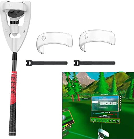 VR Golfschlägergriff kompatibel mit Oculus Quest/Quest 2/Meta /Rift S - VR Golfschlägergriff Befestigung mit 2 Controller-Abdeckungen Bonus, verbessert das immersive VR-Spielerlebnis (rot-1)