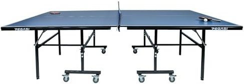 Pegasi Tischtennisplatte Office 250 - Tischtennisplatte Indoor - Tischtennis - Klappbar - Tischtennistisch - Kompakte Lagerung - Inklusive 2 Schläger und Bälle - Original - Blau