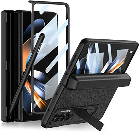 COQUE Custodia Galaxy Z Fold 4 5G con Pellicola,Guscio Pieghevole incernierato all-Inclusive,Custodia a Matita Cover Telefono Pieghevole per Samsung Galaxy Z Fold 4 5G-Nero