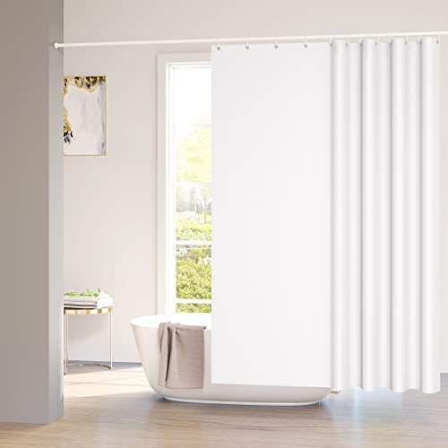 WOLTU Duschvorhang 180x200cm Badvorhang Anti-Schimmel Antibakteriell Wasserdichter Polyester Stoff Waschbar Badewanne Vorhang Weiß mit 12 Duschvorhängeringen für Badewanne und Dusche