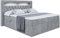 ALTDECOR Boxspringbett mit Matratze und Lattenrost, LED Boxbett, Topper, Polsterbett mit Bettkasten, Bett mit Stauraum H4-Matratze, Doppelbett, Springboxbett - Noel Gold - 180x200 - Grau Samt