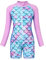 AmzBarley Girls Long Sleeve Swimming Costume Kids One Piece Swimsuit Mermaid Swimwear Zipper Bathing Suit Surfing Swimming Wetsuit Bluepink Age 2-3 Years Size 100 Purple