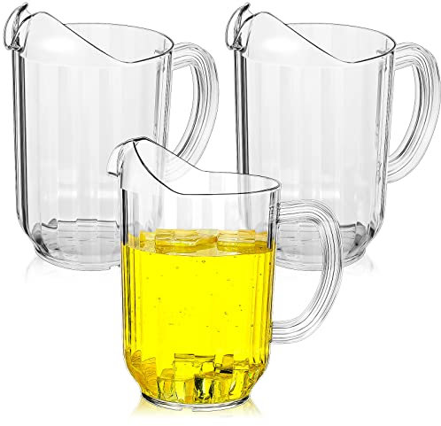 Tessco for you Kunststoff-Krüge, 1,7 l, transparent, Restaurant-Krug, großer Wasserkrug, Karaffe, zum Servieren von Milch, Tee, Saft, Getränken für Partys, Behälter, Bierdose, 3 Stück