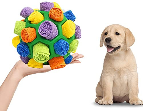 Jiahuade Schnüffelball für Hunde, Schnüffelspielzeug für Hunde, Schnuffelteppig Intelligenzspielzeug, Waschbar Interaktives Hundespielzeug Ball 20 cm für Futtersuche Instinkt Training (A)
