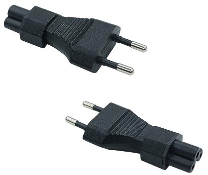 RIIEYOCA Schuko-Stecker auf IEC C5 Adapter, Europäischer CEE 7/16 auf IEC320 C5 Buchse für Laptop oder Kabelgeräte - Schwarz (2 Pack)