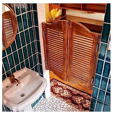 Porte saloon battante en bois, porte western bois, portes battantes Massif，Pas Facilement Déformé Fermeture Automatique Balcon Cuisine Couper Pin, avec les charnières ( Size : W70xH70cm(27.55X27.55in)