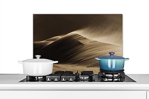 KitchenYeah© Spritzschutz Küchenrückwand Platte Küchen Zubehör Aluminium Platte Herd Spritzschutz WandverkleidungWüste - Sand - Natur - Düne - 70x50 cm