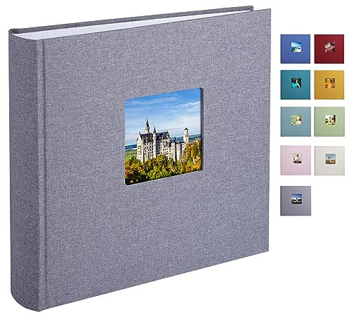 1DOT2 Leinen Fotoalbum Groß, Fotobuch zum Selbstgestalten und Einkleben im Format 30x30.5 cm hat 120 säurefreien weisse Seiten (200g/m²), Perfekt für Baby,Hochzeits,kinder, Grau