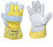 A1SAFETY Canadian Leather Rigger Work Gloves | Heavy Duty Safety Gauntlets | Thorn Proof Gardening Gloves | Men Women Ladies Red Grey (Yellow)