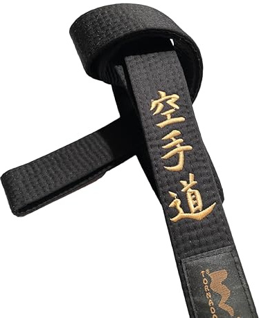 TEKKA BUDO Schwarzer Gürtel Bestickt - Karate Do - 280 cm - Schriftzeichen Bestickung Gold - Schwarzgurt Kanji japanisch - Karategürtel