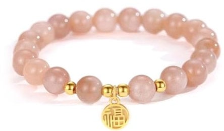 CRDWN Women Chinese Lucky Pink String Bracelet,Tibetan Buddhist Prayer Beaded Bracelet with FU Character,Handmade Yoga Feng Shui Bracelet for Women