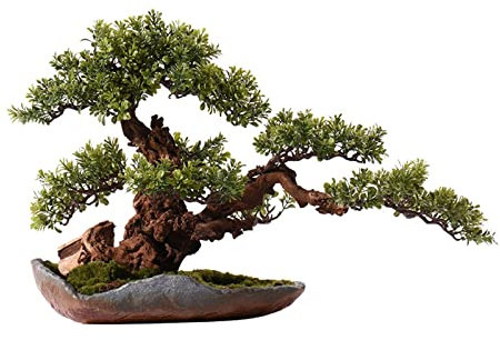 Piante finte Albero bonsai artificiale Simulazione verde Albero bonsai di pino di benvenuto 26 pollici Grande cipresso artificiale Decorazione per desktop da ufficio per interni Albero finto Albero bo