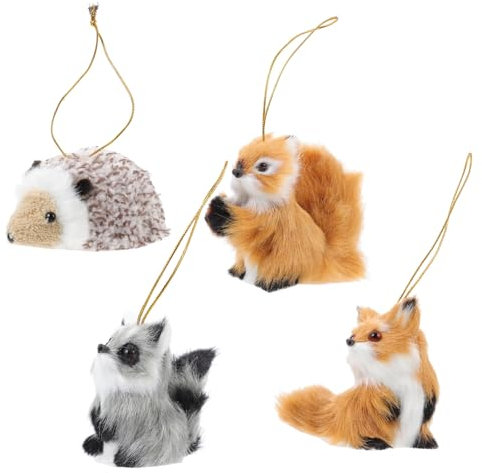 DECHOUS 4 Weihnachtstier-Anhänger weihnachtsdeko tierfiguren baumschmuck Weihnachten anhänger Baumbehang Mini-Schlüsselanhänger Kuscheltier tierische hängende Verzierung Tiere