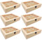 Tradineur - Pack de 6 Cajas de Madera con 9 Compartimentos y Tapa con Cristal, Expositor de Joyas, Organizador, joyero, Collares, Relojes, 4,8 x 21,2 x 17,9 cm