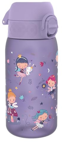 Ion8 Gourde Enfant, 350ml, Anti-Fuite, Facile à Ouvrir, Verrouillage Sécurisé, Lavable en Lave-Vaisselle, Sans BPA, Poignée de Transport, Facile à Nettoyer, Carbone Neutre, Fées