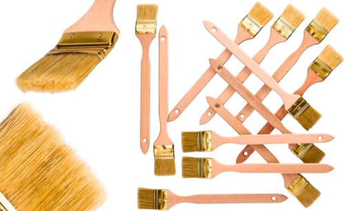 ToolSpace Heizkörperpinsel Winkelpinsel 12 Stück Eckpinsel Langer Stiel 34cm Holzgriff Heizungspinsel Naturborsten Pinsel Lang Stiel Gebogen Heizkörperpinselset 63mm für Schwer Zugängliche Stellen DIY