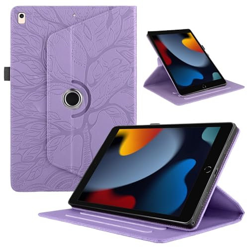 Coque pour iPad 10.2” 9ème Génération 2021 / 8ème Gén 2020 / 7ème Gén 2019, Etui Premium Cuir PU Rotatif à 360 Antichoc Degrés Flip Case Cover Fonction Support Housse - Violet