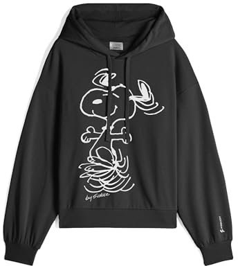 Freddy - Übergroßes Damen-Sweatshirt mit Kapuze und Snoopy-Grafik, Schwarz , S
