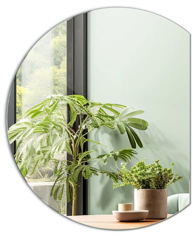 Tulup Hochwertiger runder abgeschrägter Kreisspiegel für Wohnzimmer Schlafzimmer Kleiderschrank 70 cm