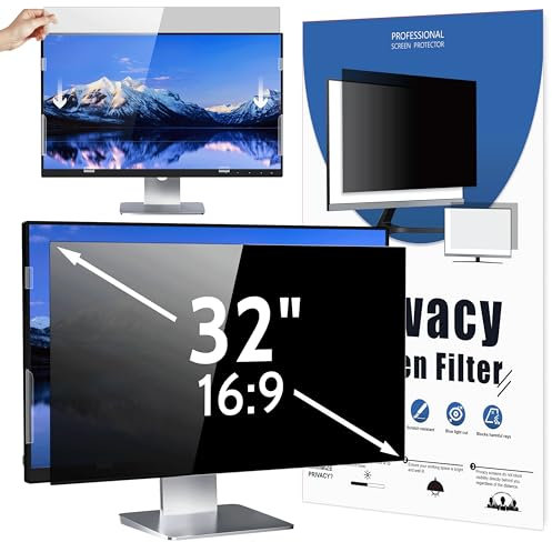 Mamol Filtre de Confidentialité 32 Pouces, Filtres d'écran pour Ordinateur Portable avec HP/Dell/Acer/Thinkpad/Samsung/ASUS/Sony, Installazione Immediata, Amovible Film de Protection 16:9