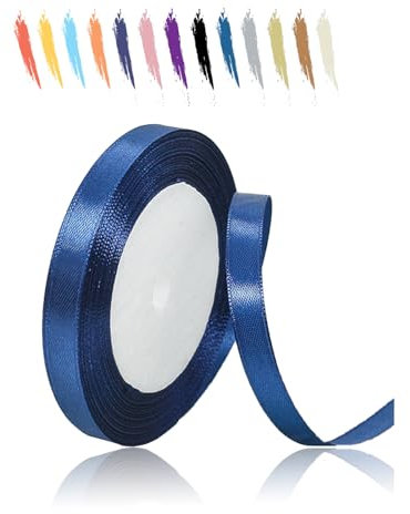 Navyblau 10mm Satinband 23 Meter, Polyesterband, verschönern Sie Ihre Bastelarbeiten und Feiern, ideal für Geschenkverpackungen, Dekorationen, Hochzeitsautoband, Bänder zum Basteln