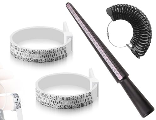 Lhbwhiz Set misuratori per Anelli, Nastro di misurazione per Anelli in plastica,sagoma per Anelli,Bastoncino per Anelli,misuratore per Anelli,Strumento per misurare Le Dimensioni degli Anelli