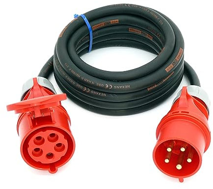 Container-Verbindungskabel CEE 32A mit 5G4 Titanex Gummikabel, PCE Stecker & Kupplung, Business-Line von Event-Kabel&more (IP44, 3 Meter)