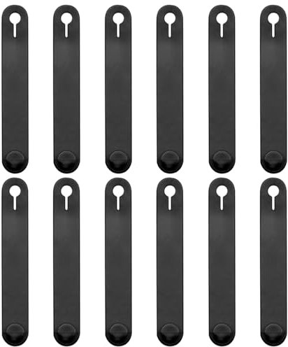 Kabelbinder Silikon Wiederverwendbare, Gummi Schwarze Breit Kabelbinder Sets für Motorrad, Kabel Organizer für Handy Ladegerät, Computer (80MM, 12 Stück)