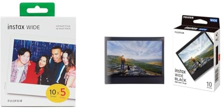 instax WIDE instant film 50 shot pack, White Border, suitable for all instax WIDE cameras & WIDE instant film Black border, 10 shot pack, suitable for all WIDE cameras and printe