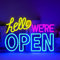 Ineonlife Open Neon Sign, luce led dimmerabile per decorazioni murali, insegne luminose al neon con USB, luci al neon blu, giallo e rosa Hello We're Open per bar, negozio, salone, hotel e caffè