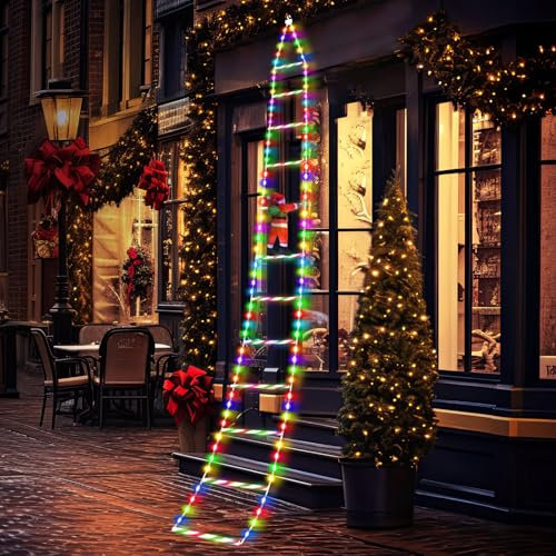 240 LED Weihnachtsmann Leiter Märchenlichter 3M LED Weihnachtslichterkette mit Speicher-Timer-Funktion, 8 Modi, Weihnachtsdekoration für drinnen und draußen, Fenster, Balkon, Garten (RGB)
