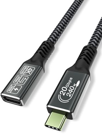CAKOBLE alargador usb c 2m,extension usb c 3,2 240W 48V/5A 20 Gbps cable usb c macho hembra Vídeo 4K@60Hz compatible con iPhone 16/15 Pro Max,MacBook Pro/Air,Galaxy S24/S23