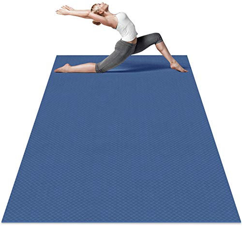 Odoland Yogamatte XXL, 200 x 130 x 0,6 cm Yoga Matte Extra Groß Breit, TPE Gymnastikmatte Sportmatte Rutschfest Fitnessmatte für Home Gym, Pilates, Gym, Zuhause, Workout Blau