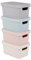 Muddy Hands Set of 4-3.6 Litre Plastic Storage Boxes with Lids Home Kitchen Bedroom Bathroom Office Stackable Lidded Baskets Containers