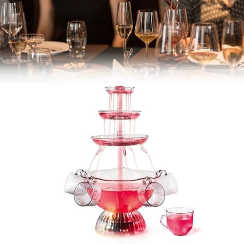 Fontana Elettrica di Champagne in Acciaio Inossidabile,3 Piani Vino Rosso Elettrico e Champagne Fontana Macchina,Fontana per Vino a 3 Livelli,Base Luminosa a LED,Adatta per Feste di Famiglia,Matrimoni