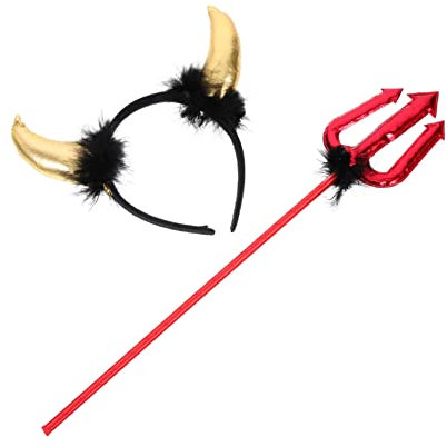 JOINPAYA 1set Accessori Halloween Per Diavolo Cerchietto Con Corna e Forca Per Cosplay Costume Da Diavoletta Per Feste e Celebrazioni Di Halloween