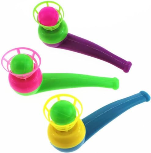 Hehglng 3 Pcs Mixed Color Floating Blow Pipe Balls, Floating Blow Pipe and Ball Balance Blowing, Stress Reliever Balance Blowing for Adults Funny Party Supplies Balls