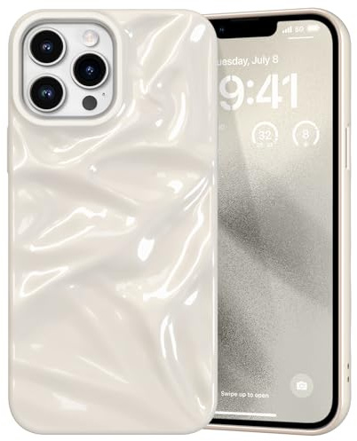 ZCDAYE Hülle für iPhone 14 Pro Max Modisch Wasser Ripple Textur,Weiß | Weiche Glänzende Handyhülle Handytasche, Bequeme Griff, Schutz Gut, Männer Frauen Tasche iPhone 14 Pro Max Case Schutzhülle