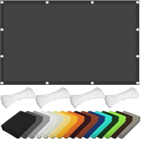 Sun Shade Sail Square 2.8 x 3 m Impregnated Dustproof and Windproof Waterproof Pergola Replacement Cover with 4 Ropes Anti-Peeping for Yard Party Garden, Dark Grey