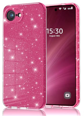 Eherui Handyhülle für iPhone 17e Hülle & iPhone 16e Glitzer, Silikon TPU Anti-Fingerabdruck Hülle,Stoßfeste Schutz Case Dünn Kratzfest und Schutzhülle für iPhone 17e/16e Case,Rose lila