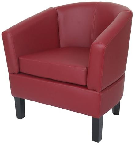 Mendler Lounge-Sessel HWC-O17, Sessel Clubsessel Cocktailsessel, FSC®-Zertifiziert Kunstleder - Bordeaux