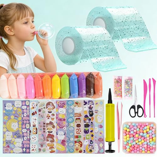 30 Stück Nano Tape,Nano Tape Bubbles Set Enthalten 2 Nanotape(5cmx3m)+28 Deluxe Materialpakete,Nanoband Party Favors Geschenke,Bubbles DIY Set für ab 3 Jahren Mädchen,Jungen -Grün
