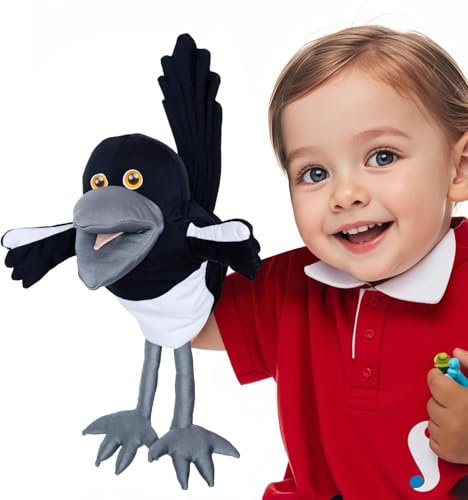 Steve und Maggie handpuppe – Maggie Magpie Hand Puppet for Kids 1+, Soft Bird Puppet for Pretend Play, Nursery Rhymes & Learning, Interactive Toddler Toy for Bedtime Story & Social Skills (Klein)