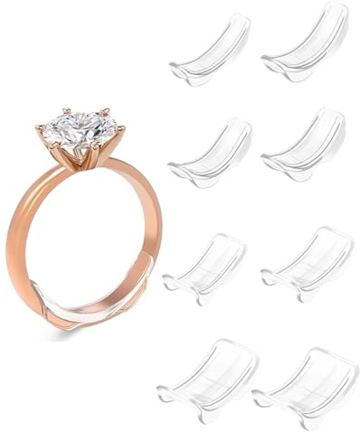 SCJJZ 8 Pezzi Invisible Ring Size Adjuster Ferma Anello Silicone,Regolatori Dimensione Anello,Stringi Anello Invisibile Riduttore Dimensione Anello per Anelli Larghi Uomo e Donna
