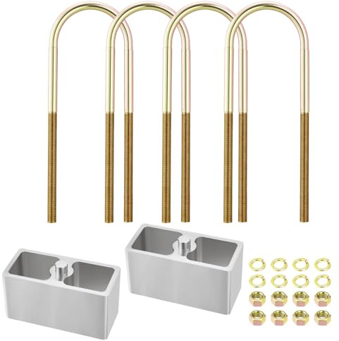 3 Inch Universal Leaf Spring Lowering Block Kit – 2.5 Wide x 5 Long, Reinforced Steel with Zinc-Plated U-Bolts – Heavy-Duty & Rust-Resistant