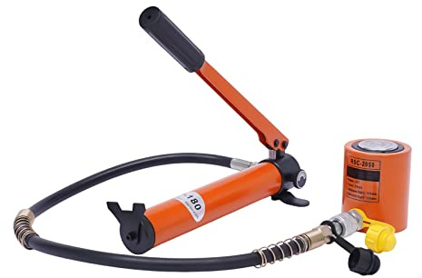Hydraulikzylinder Hebebock Hydraulikzylinder Bausatz Tragbarer Hydraulischer Wagenheber 20T 50mm mit Manuelle Hydraulische Pumpe 70Mpa 350CC für Autoreparatur, LKW, Bauernhof, Orange