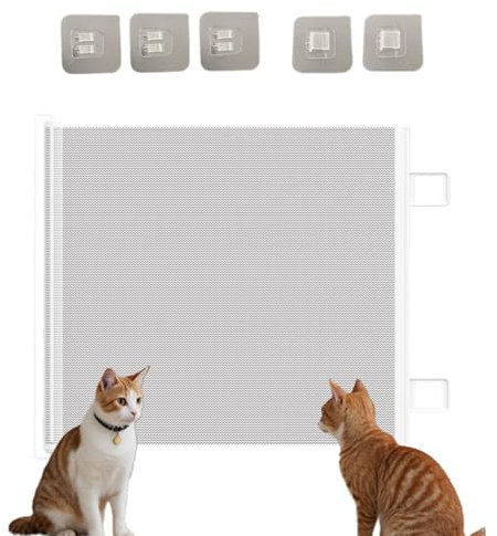 Barrera de puerta retráctil para mascotas - Rejilla de seguridad retráctil | Protección segura para puertas interiores y exteriores y animales