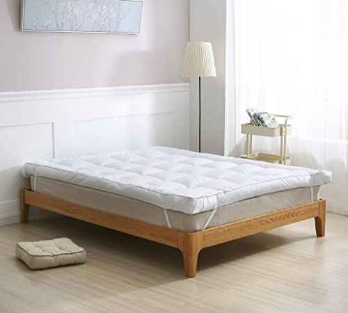 Hotel Quality Microfibre Mattress Topper 10cm, Anti-Bacterial & Anti-Allergy Super Soft Thick Quilted Mattress Topper Bed Pad – Breathable, Hypoallergenic, Orthopaedic Support (4FT - Small Double)