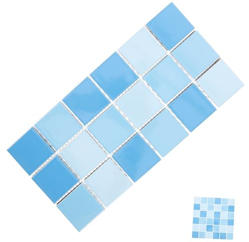 HOMOCONO 36pcs Blue Ceramic Swimming Pool Tiles Smooth Wall Tiles for Kitchen Backsplash Bathroom Fountain Pool Decor Home DIY Craft Kit