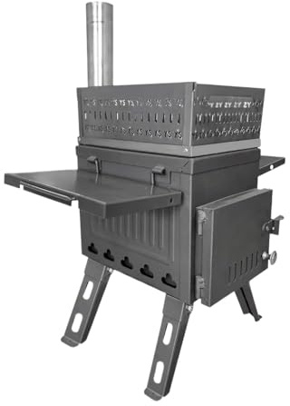 Sauna Stove Camping Folding Wood Charcoal Firewood Outdoor Fishing Heating Stove Multifunction Portable Sauna Stove Tent Heating Stoves(Black)